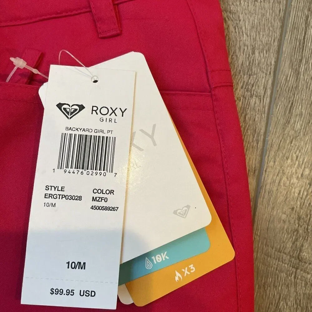 Roxy Snow Pants Girls 10 Medium Pink Insulated Backyard‎ NEW